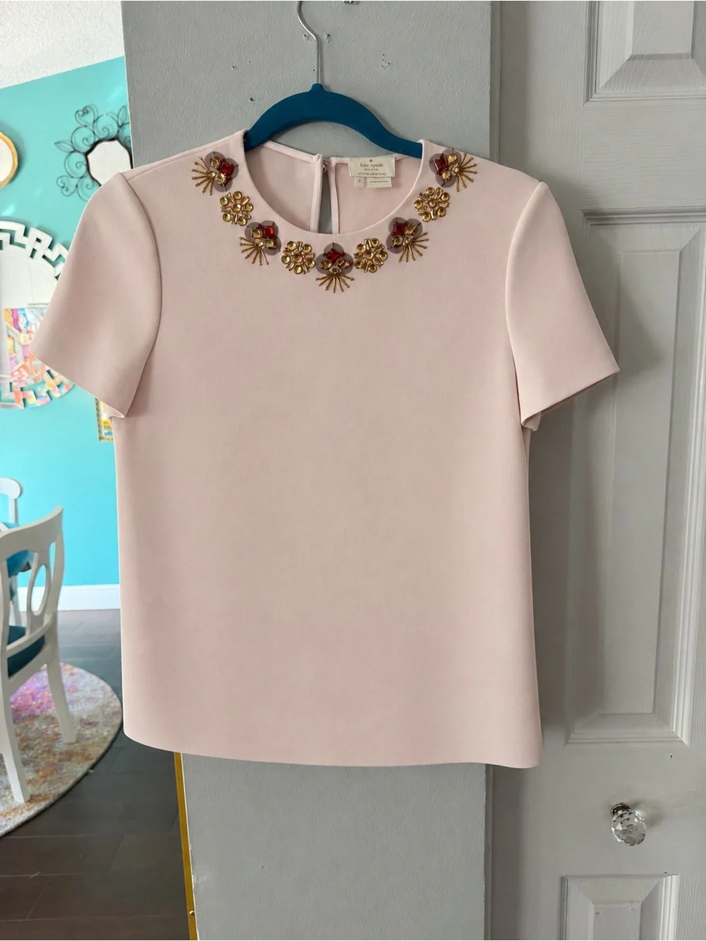 Kate Spade Jeweled Pink Top Size 2